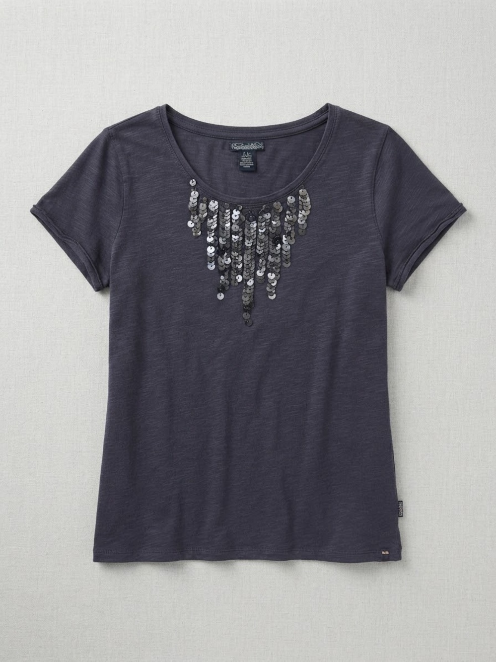 Ralph Lauren Jeans Co. Navy washed Sequin Neck Scoop Tee - Size XL (Pre-Owned)